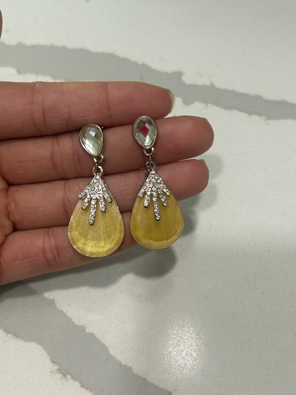 Yellow Teardrop Crystal Drop Earrings - Women's Jewelry